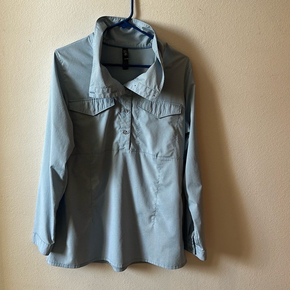 Mountain Hardwear Citypass Popover Shirt L Blue/Gray Stripe